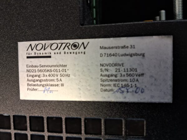 Novotron Einbau-Servoumrichter Novodrive ND21 - ND21-5605KS-011-01 - gebraucht - SN 21-11301 - Image 6