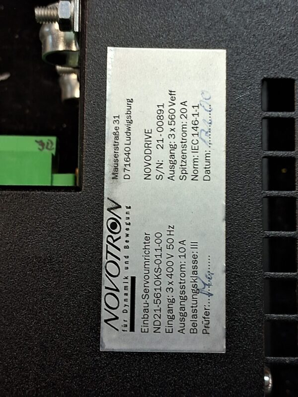 Novotron NOVODRIVE ND21-5610KS-011-00 3x400V 10A Servo Drive Controller Used - Image 6