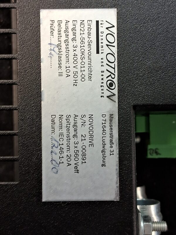 Novotron NOVODRIVE ND21-5610KS-011-00 3x400V 10A Servo Drive Controller Used - Image 9